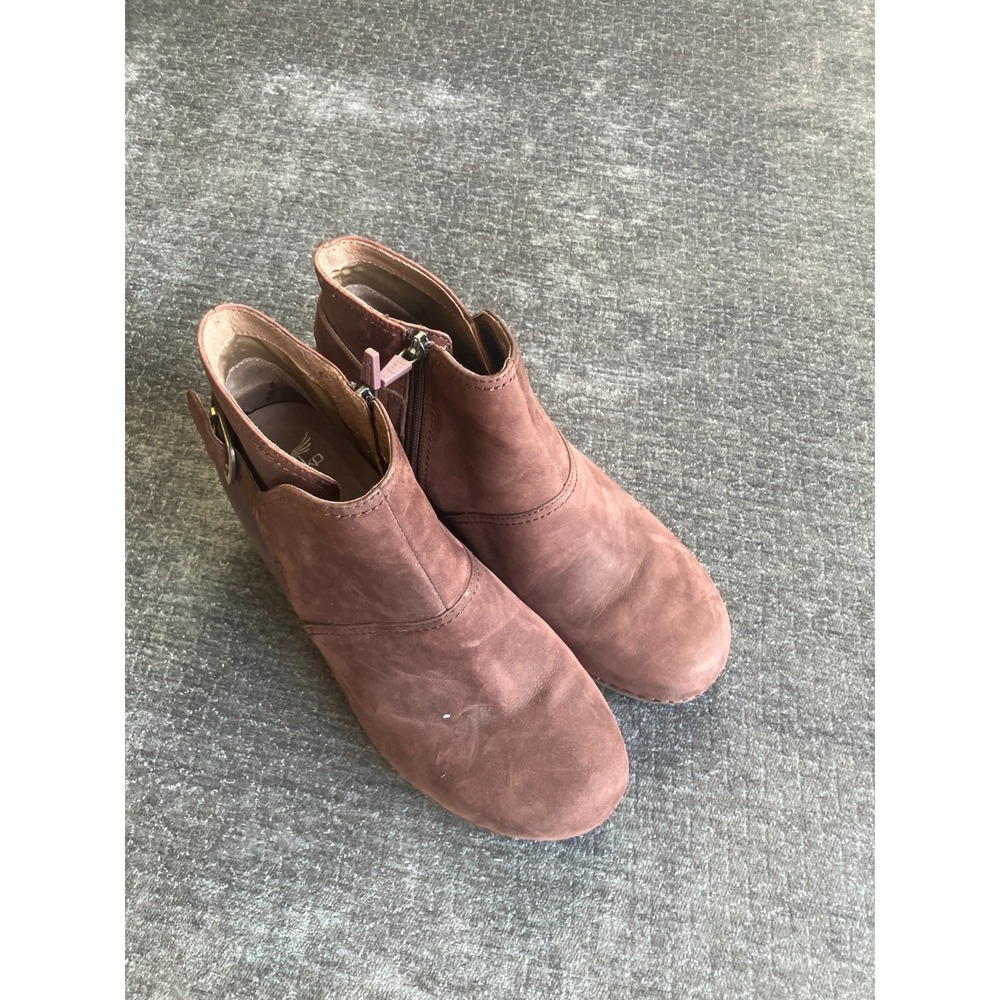 Dansko Shirley Boots Women's US 9.5-10 Brown Leather Wedge Heel Ankle Booties‎
